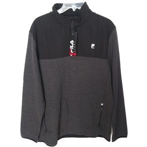❌SOLD❌Fila Men's Fleece Black Gray 1/4 Zip Pullover
